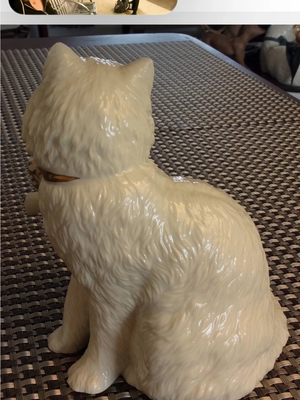 Lenox Cream Ceramic Cat Figurine with Gold-Trim Bow-Beautiful ✨